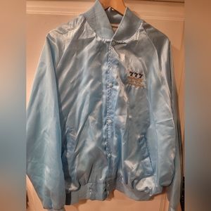 Vintage Harveys Blue Satin 777 Jacket Lake Tahoe 2XL - Gambling Casino Slots